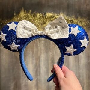 Disney Parks blue sequin and stars Minnie ears